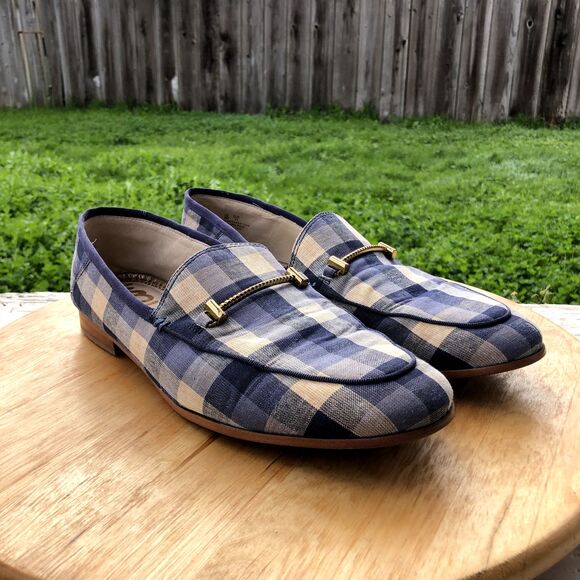 SAM EDELMAN Loraine Loafer Womens Sz 9 Blue Checkered Slip On Plaid Shoes Flat - Picture 9 of 15